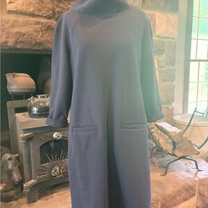 Navy Blue Cowl Neck Dress